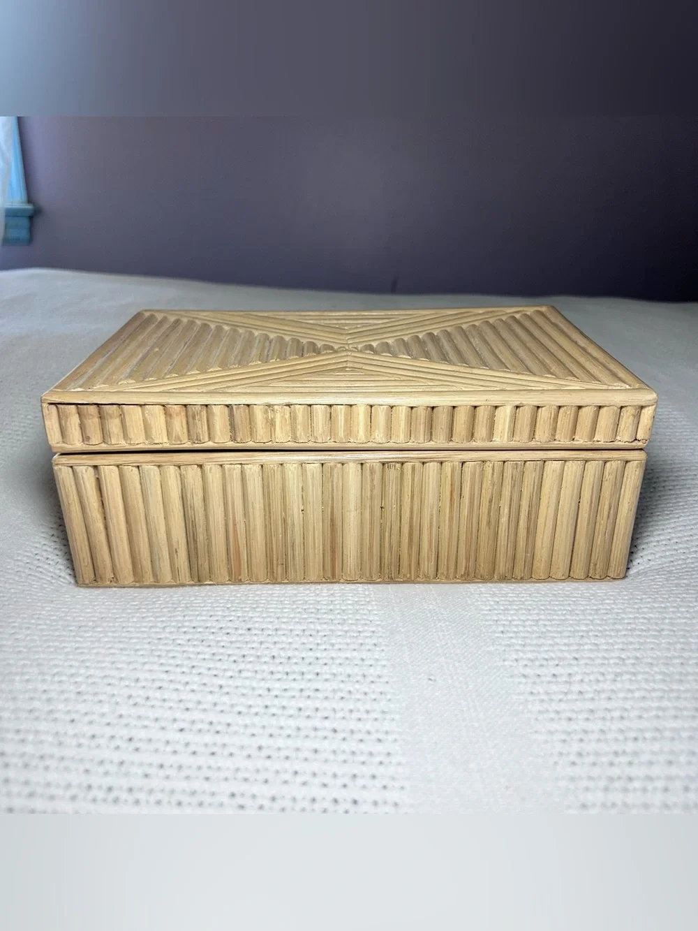 Williams Sonoma Pencil Reed Trinket Box Split Bamboo